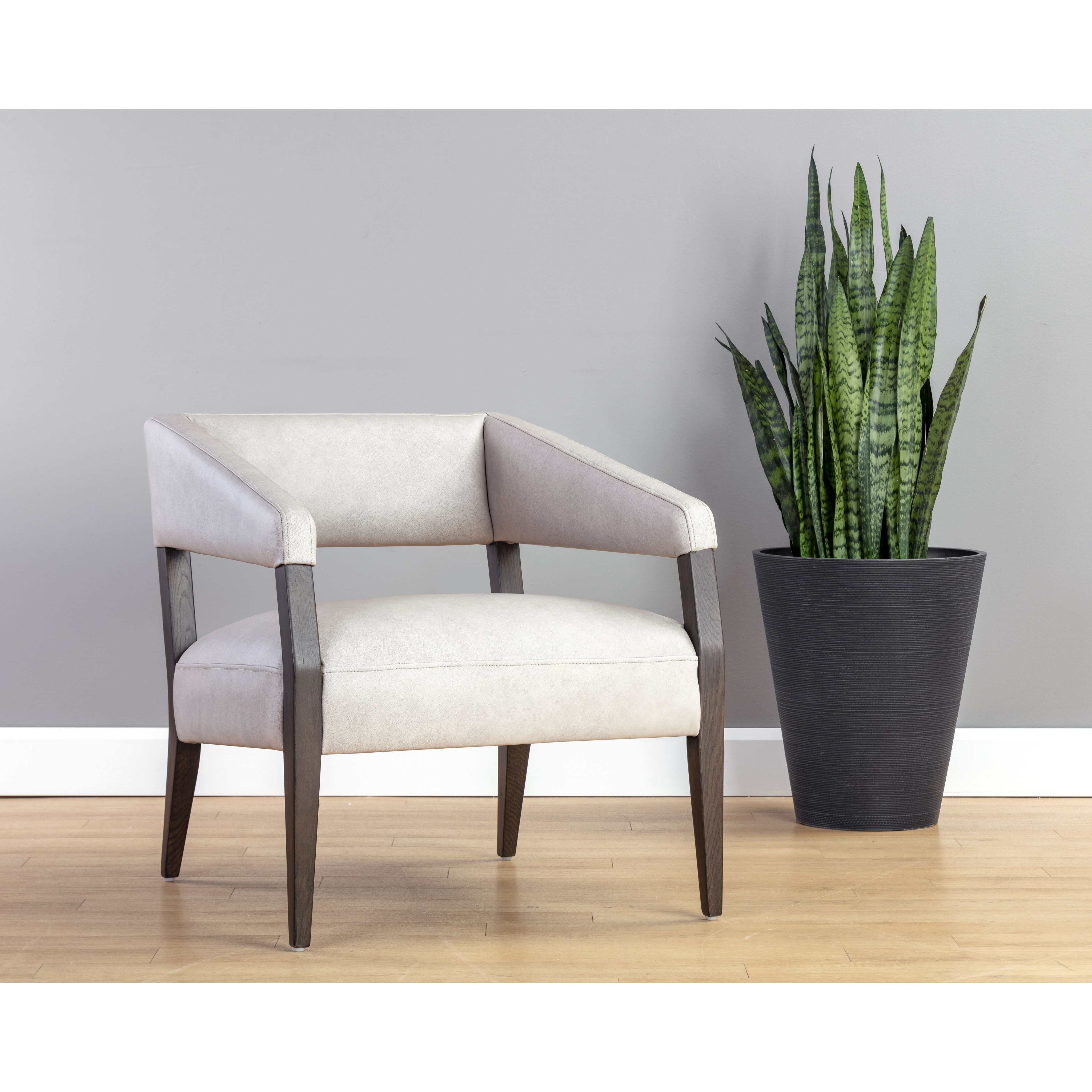 Carlyle Saloon Light Grey Leather Lounge Chair